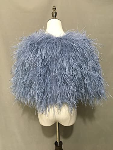 LVCOMEFF Women Natural Ostrich Fur Feather Crop Jacket Coat For Wedding Party Festival Luxurious Bride4