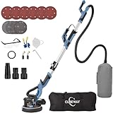 Giraffenschleifer, 750 W, professionell, mit automatischem Vakuumsystem und LED-Licht, Wand- und Teleskop-Deckenschleifer, Durchmesser 215 mm, 7 Geschwindigkeitsstufen, 900-1800 U/min (blau)