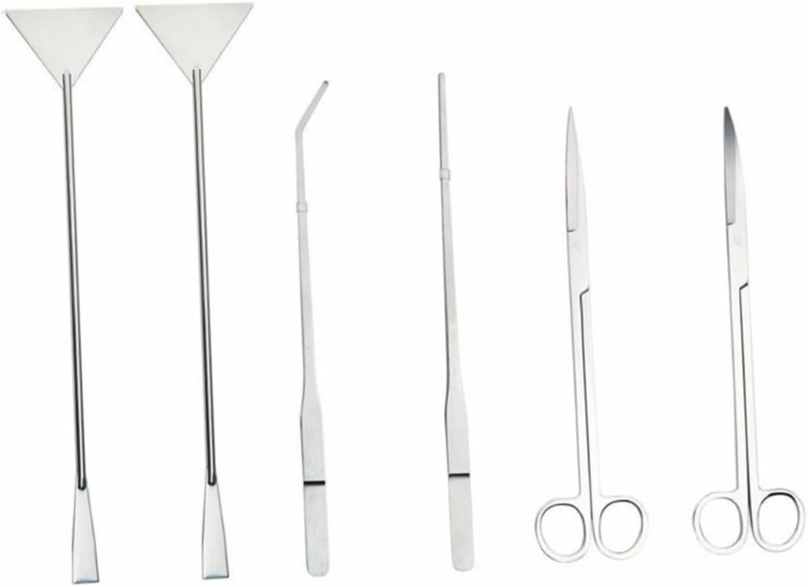 1Set Fish Tank Cleaning Kit for Aquariums Includes Curved Scissors Straight Tweezers Flat Shovel for Water Grass Maintenance and Fish Tank Care