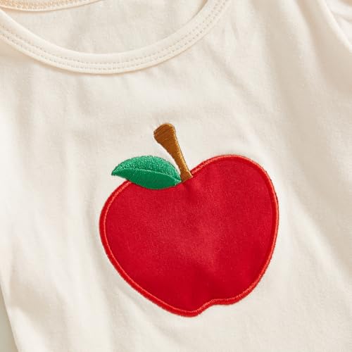 Toddler Baby Girl Back To School Outfit Apple Short Sleeve Shirt Top Ruffled Shorts Set Cute Girls Summer Clothes4
