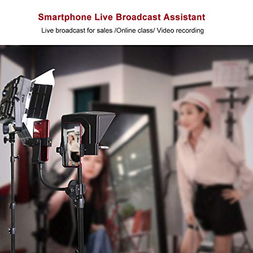 Image of Desview T2 Portable Teleprompter Kit With Lens Adapter Ring, Remote Controller, For Smartphone /Tablet /Dslr Camera Video Recording Interview Presentation - Black