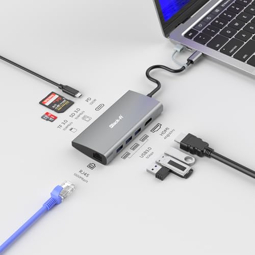 Image of Black-R Amazon USB C Hub, with Ethernet RJ45 8-in-1 USB Type C Hub with 4K HDMI Power Delivery SD /TF Card Reader Multi USB Port for Laptop and Other Type C Devices MacBook Pro M1 M2 M3 M4