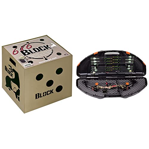 Block 6-Sided Arrow Archery Target With Polyfusion Technology, Black, 18 X 18 X 16 (B56700) & Flambeau Outdoors 6461Sc Safe Shot Bow Case, Portable Bow Storage,Black #TOP23