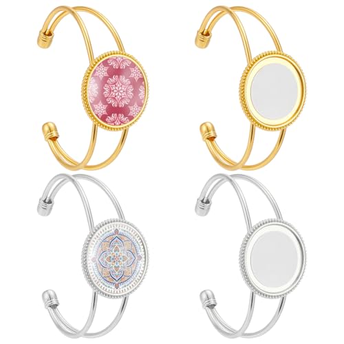 UNICRAFTALE 2 pulseras de sublimación de 25 mm, 2 colores, aros redondos, carcasa de 5,9 cm/2,32 pulgadas, ajustable, juego de colgantes para fotos, accesorios para hacer joyas individuales