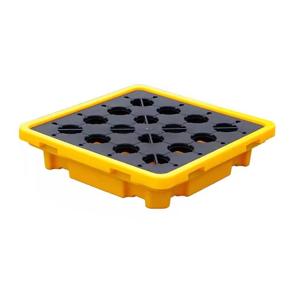 QUSYZD Modular Industrial Spill Containment Platform - Durable Plastic Spill Control Pallet Tray for Safety, Environmental Protection, and Hazardous Material Manage,Yellow-67 * 67 * 15cm