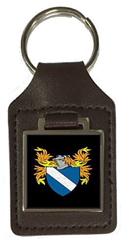 Porte-clé en cuir Bisset Heraldry blason marron pour clés de maison
