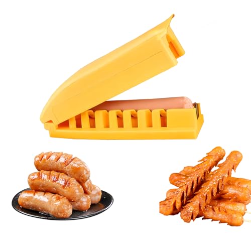 Image of Hot Dog Cutter Multi-functional can cut ham, sausage, lunch meat, hot dog, can be used in the kitchen, restaurant, barbecue, BBQ, camping, picnic, party with flower cutters