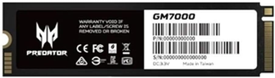 acer Predator GM7000 2TB SSD, PCIe Gen4x4 NVMe M.2 SSD with DRAM Cache, Up to 7400 MB/s Reed Speed, PCIe 4.0 Internal Gaming Solid State Drive for PS5 Storage Expansion