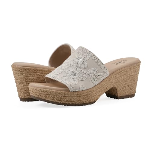 CLIFFS BY WHITE MOUNTAIN Women's Biancia Platform Slide Sandal, Natural/White/Fabric, 10 M by CLIFFS BY WHITE MOUNTAIN - Used condition - Image 2