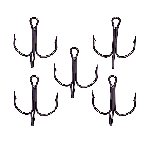 Hameçons de pêche en acier carbone noirs 8 matériel trois crochets - 2