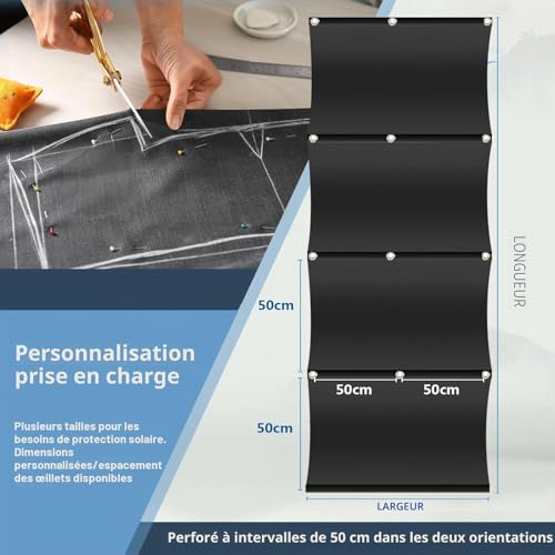 Voile d'ombrage à vague rétractable store intérieur réglable sur mesure anthracite 1x2m - 6