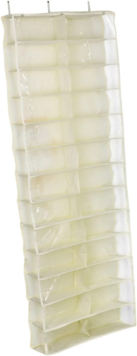 Cabilock Large Over the Door Shoe Organizer Hanging Closet Shelf Rack Space Saver with Hook for Bedroom Dorm and Small Spaces Beige Non Woven Storage Bag