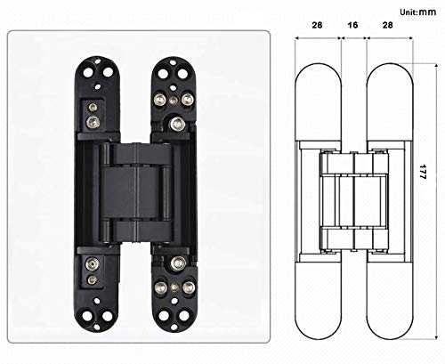 Hlmoptimo 7 Inch Invisible Hinges Hidden Door Hinges Concealed Hinges 180 Degree Swing Hinge 3-D Adjustable Butt Hinge 7 X 2.8 X 1 Inch (Black Pack Of 2) #TOP1