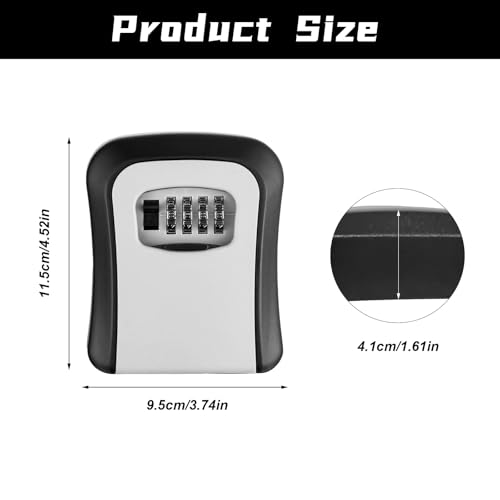 Schlüsseltresor, Schlüsselkasten mit Zahlencode Wandmontage, Schlüsselbox mit Code 4 Stellig, Schlüsselsafe Aussen Wasserdicht Robust Schlüsselversteck für Draußen Safe