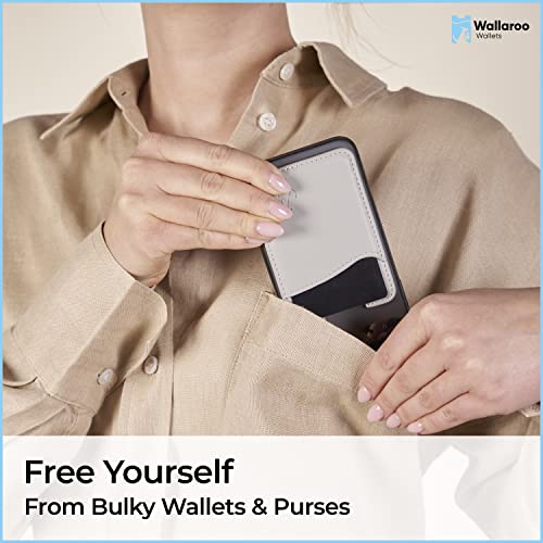 Premium Leather Phone Card Holder - Stick On Wallet For Iphone And Android Smartphones - Minimalist Style With Non-Slip Lining Secures Up To 3 Cards Kangaroo (Light Grey Leather) By Wallaroo #TOP2