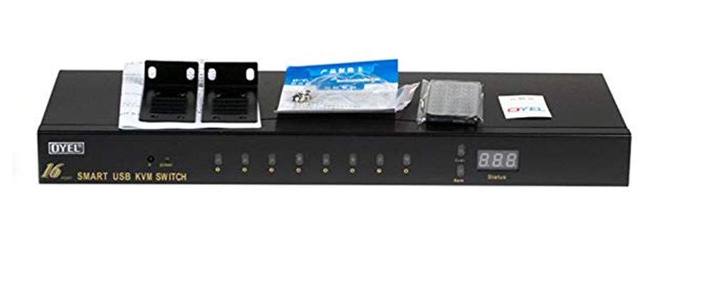 Commutateur KVM VGA USB, commutateur KVM 16 Ports VGA 16 en 1 télécommande projecteur vidéo avec câble VGA 16: pour Win98 / ME / 2KP4 / XP / 2003, Linux, Mac (16 Ports)