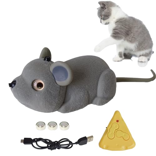 Katzenmaus-Spielzeug,Kabellos,Automatische Ferngesteuerte Maus mit Fernbedienung in Käseform, Interaktives Katzen Spielzeug RC Ratte, Automatisch Wahrnehmende Hindernisse Katzenmaus-Spielzeug,Kabellos,Automatische Ferngesteuerte Maus mit Fernbedienung in Käseform, Interaktives Katzen Spielzeug RC Ratte, Automatisch Wahrnehmende Hindernisse