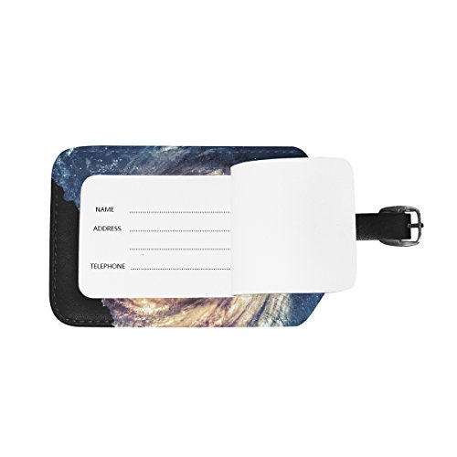 Etiqueta de bagagem My Daily Colorful Galaxy Nebula e telescópio de couro PU para viagem, identidade