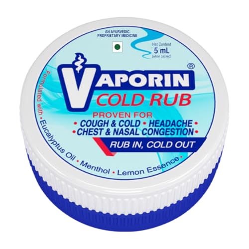 Image of Vaporin Cold Rub 5mL (Pack of 12) | Strong Relief for Cough, Cold, Nasal Congestion, Headache, Runny Nose, Chest Tightness, and Flu Symptoms