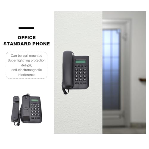 Teléfono de pared negro de PVC con cable para oficina y hogar 3