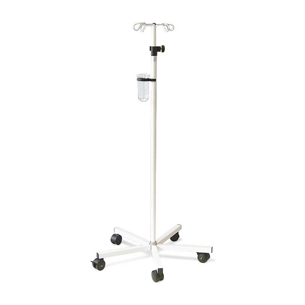 1x Megro Infusionsständer, Stahl Sicherheitshaken Rollen höhenverstellbar, weiß