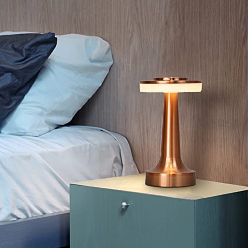 Leroxo Portable Metal Led Table Lamp,3 Color Touch Sensor Rechargeable Desk Lamp,3-Levels Brightness Room Decor Table Lamp,Bedside Lamp,Night Light For Kids Nursery,Dining Room Lamp(Rose Gold) #TOP6