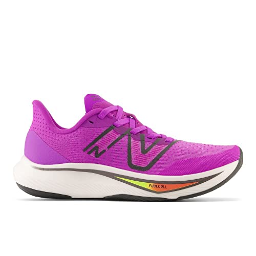 New Balance FuelCell Rebel V3 Tênis de corrida feminino, Rosa cósmico/Blacktop/Neon Dragonfly, 34