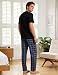 Marvmys Schlafanzug Herren Kurzarm PyjamaSet KarierteHose mit Taschen