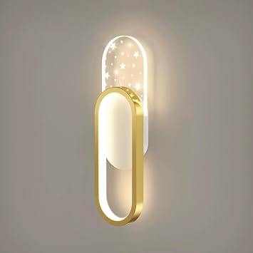 Long Ring Wall Lamp, Oval Metal Wall Sconce with Acrylic Lampshade, Bedside Wall Light Fixture, Modern LED Wall Lamps - 15W - 3 Color Modes, Nordic Minimalist Wall Lights
