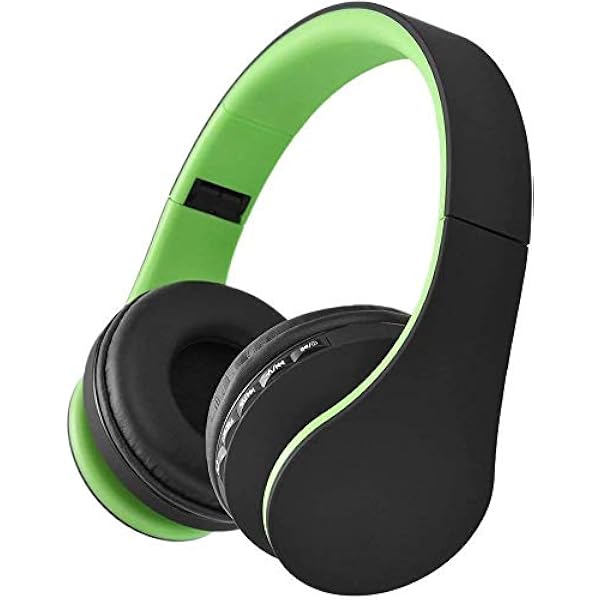 Zestaw słuchawkowy Bluetooth Over Earset, 4 w 1 Bluetooth bezprzewodowy zestaw słuchawkowy składany zestaw słuchawkowy z mikrofonem z kartą mikrofonową/FM/TF/AUX do PC TV smartfonów i tabletów (zielony)