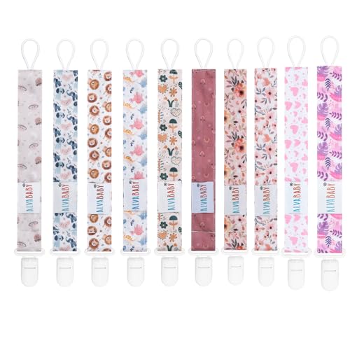Image of ALVABABY Pacifier Clips 10 Pack Pacifier Binky Paci Holder Leashes for Teethers 10DP02A