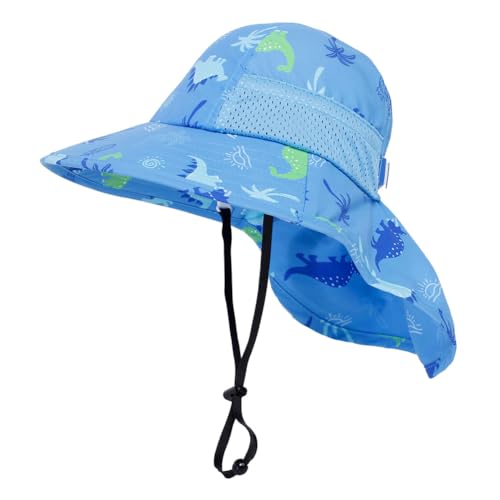 Kids Sun Hat for Girls Mesh UV Protection Hat Toddler Beach Play Hat Wide Brim Neck Flap for Boys Ages 3~14 Years