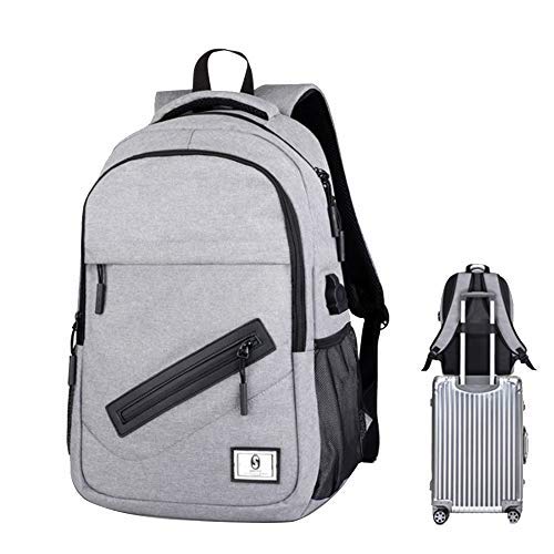 Mochila Ordenador Portatil, Mochila Escolar, Mochila Antirobo para Negocios con Puerto de Carga USB, Resistente al Agua, se Adapta a Portátiles de Hasta 14 Pulgadas, con Bloqueo Antirrobo (Gris) Cover