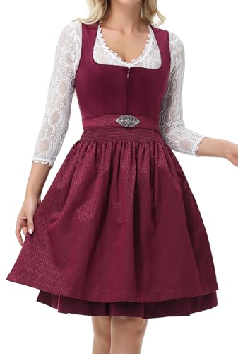 TrendiMax Damen Midi Dirndl - Elegant Samt Dirndlkleid...