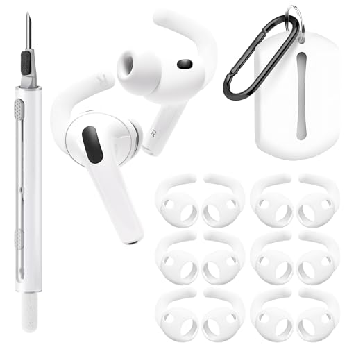 Seltureone 6 Paar Ohrhaken für AirPods Pro 3 (2025) mit Reinigungsset und Aufbewahrungstasche Weiche Silikon Ohreinsätze für Sport Anti Rutsch Aufsätze für AirPods Pro 3