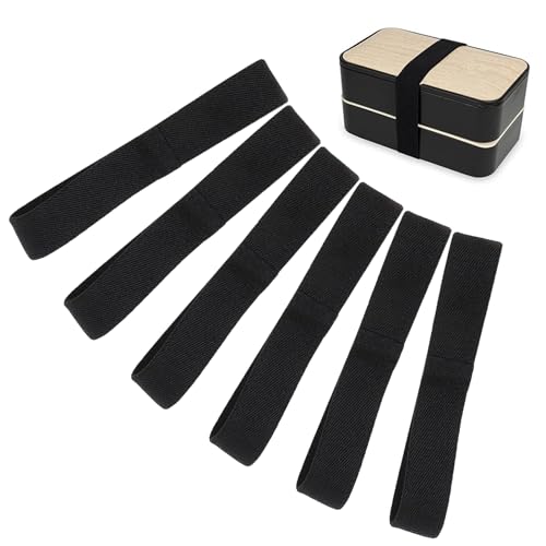 Boîte À Lunch Sangle, Sangle de Boîte à Bento, Bento Box Strap, 6 Pièces Boîtes à Bento Bande Élastique, Boîte À Lunch Bande, Élastiques pour Boîte à Bento, de Fixation de Récipient de Déjeuner, Noir