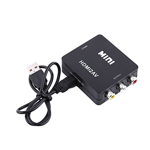 PUSOKEI Digital HDMI to HD Video Converter, 720p/1080p Mini HDMI to Composite Video Audio AV CVBS Adapter Converter,Support NTSC/PAL Format (Black)