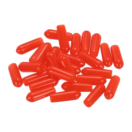 Image of uxcell 88Pcs Rubber End Caps, 5.5mm(7 /32 inch) ID 14mm(9 /16 inch) Height Round Screw Thread Protectors Flexible Screw Bolt Covers Caps for Metal Tube Rod Bolt, Red