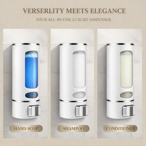 Image of ABS Liquid Soap Dispenser Wall Mounted for Bathroom & Wash Basin | Handwash Bottle Holder, Shampoo & Sanitizer Dispenser for Kitchen, Toilet & Shower Use (White)