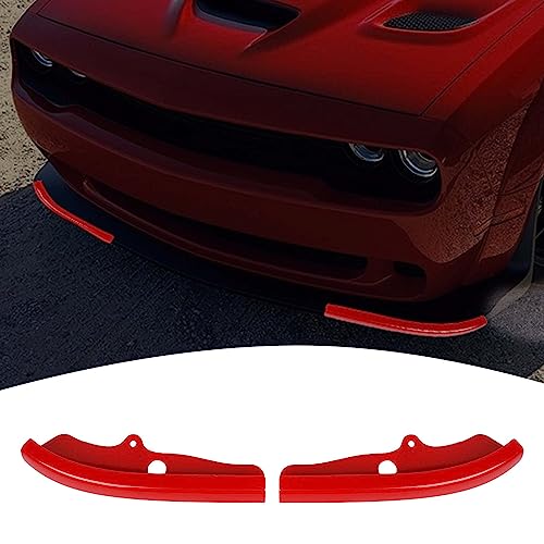 PDKLIN for Challenger Front Bumper Lip Splitter Protector Cover Trim for 2015-2023 Dodge Challenger GT RT SRT Red Exterior Accessories 2pcs