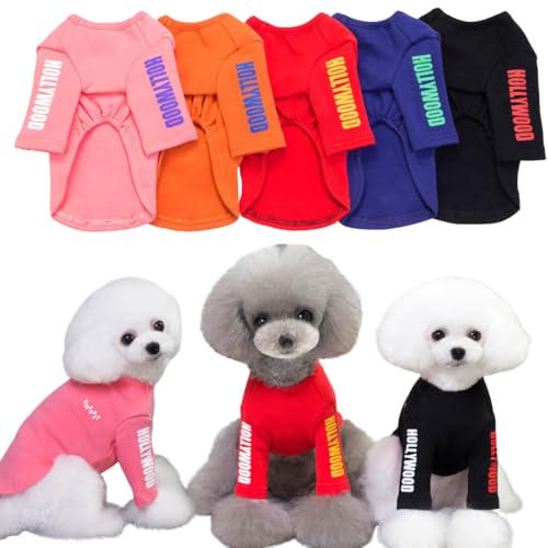 犬服 冬服 ロングスリーブ Tシャツ スポーティ ペット服 ドッグウェア 通気性 かわいい やわらかい 防虫 伸縮性(レッド、S)