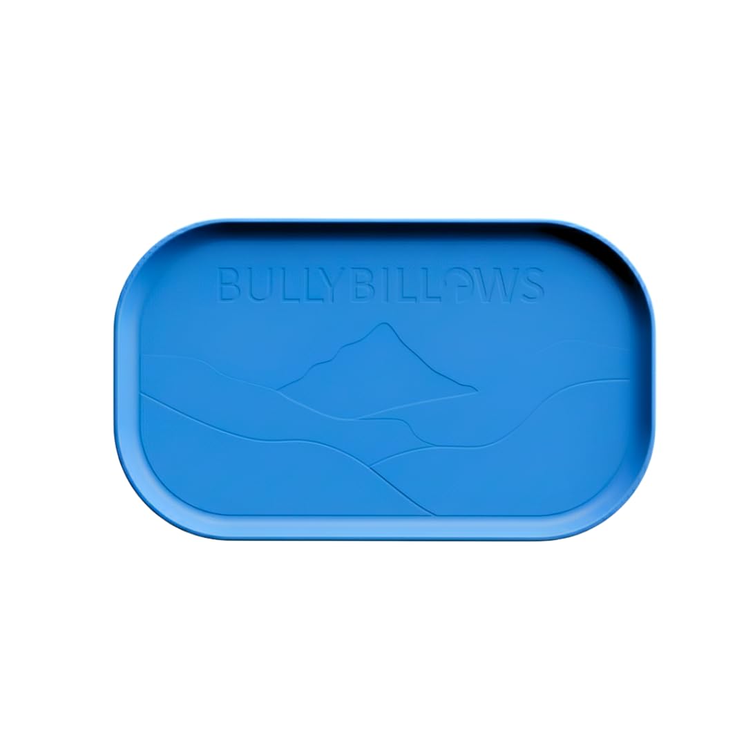 BullyBillows Dog Bowl Mat Non Slip Waterproof Silicone Mat for Dog Bowls with Raised Edge, Dog Feeding Mat for Food and Water, Pet Placemat for Dogs & Cats | Blue