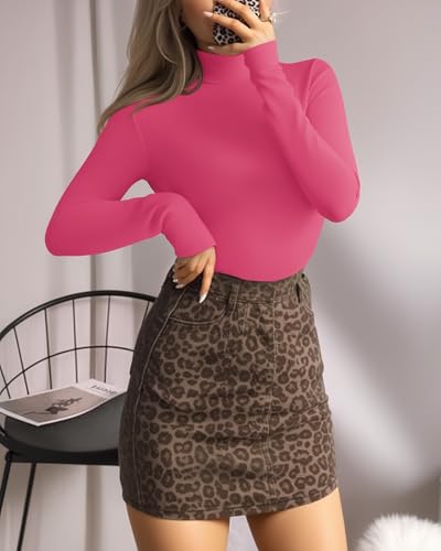 Image of Mangopop Women' Long Sleeve Ribbed Bodysuit Jumpsuits