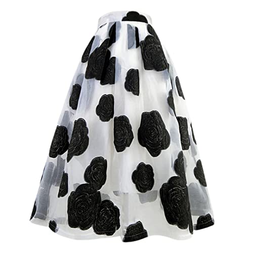 Jupe midi en tulle broderie florale pour affiner la taille avec élégance