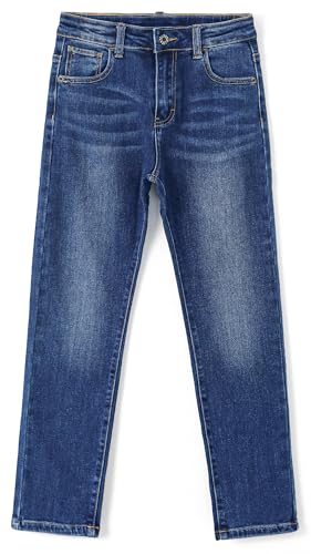 KIDSCOOL SPACE Boys Slim Jeans,Little Big Elastic Band Inside Simple Desgin Stretchy Denim Pants