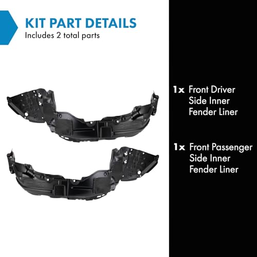 Image of TRQ Front Inner Fender Liner Set Compatible with 2017-2018 Toyota Prius Prime TO1248217 TO1249217