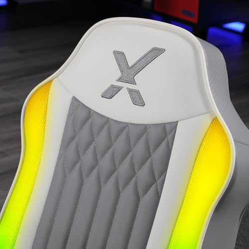 X Rocker Cadeira para jogos RGB Audio Floor Rocker, cinza