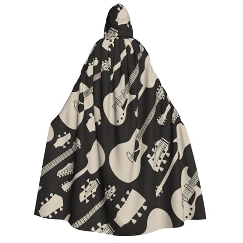 Cape à capuche unisexe motif guitare pour costume de sorcière