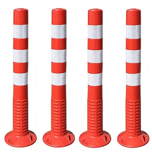WDJBPSH 1/2/4/6/8 Pack Traffic Warning Pile Kits, Crowd Control Divider Pole for Parking Lot/Garage/Street/Sensitive Area, 75cm Tall Safety Road Cone (Size : 4 Pack)