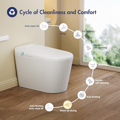 Image of Eridanus One Piece Smart Bidet Toilet, Auto Lid, Wash & Dry, White